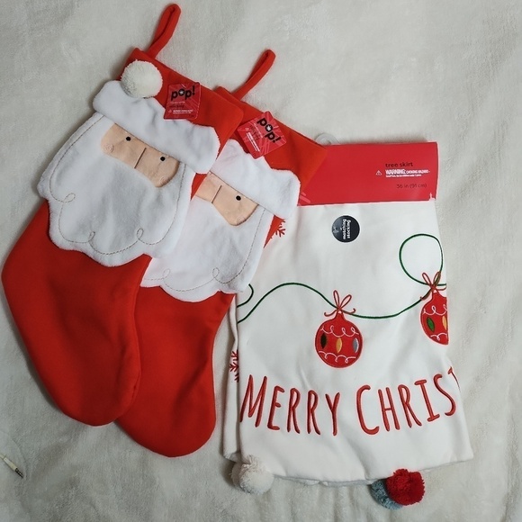 Other - Set of 3.  Tree Skirt & Two stockings